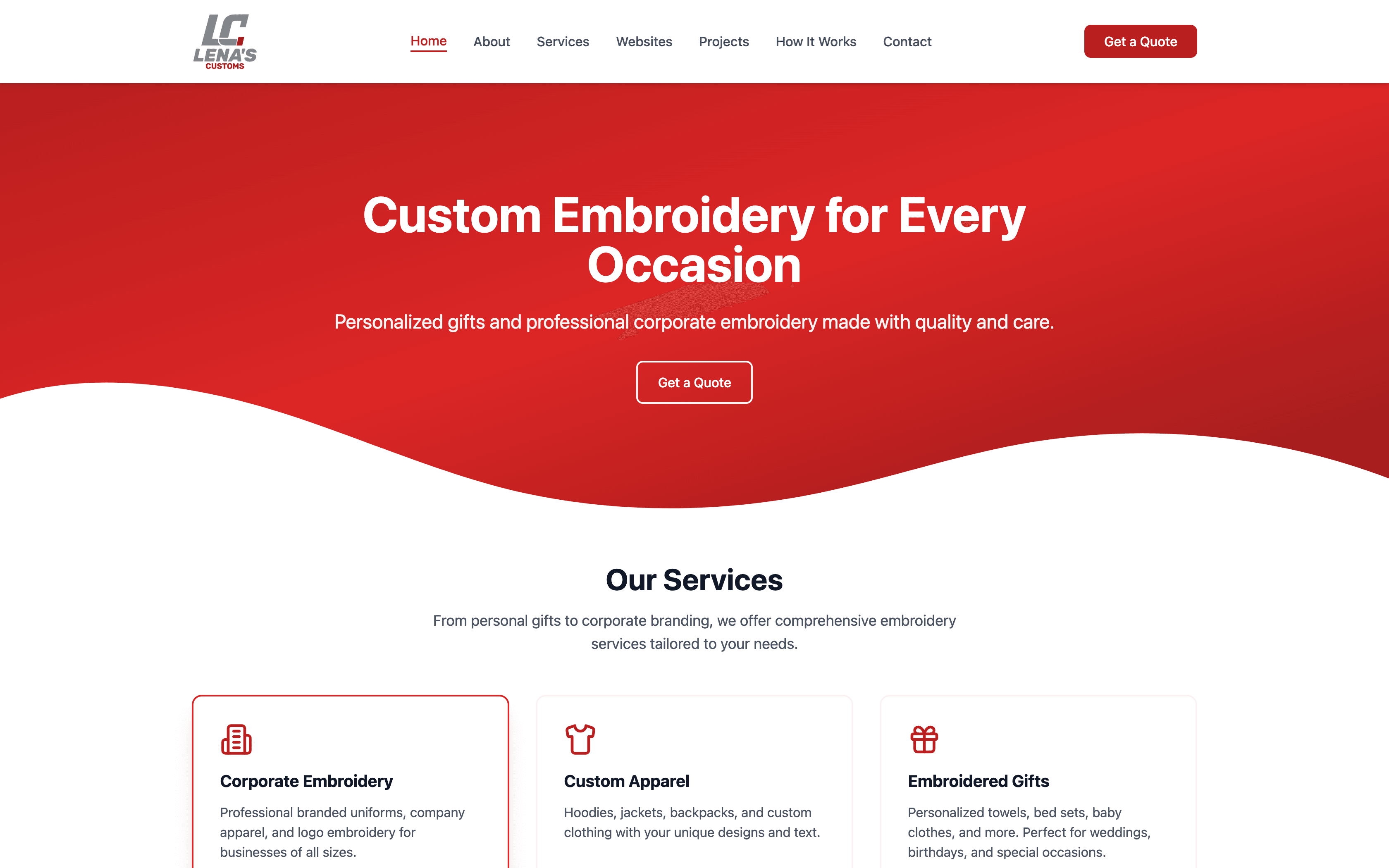 Lena's Customs website cover